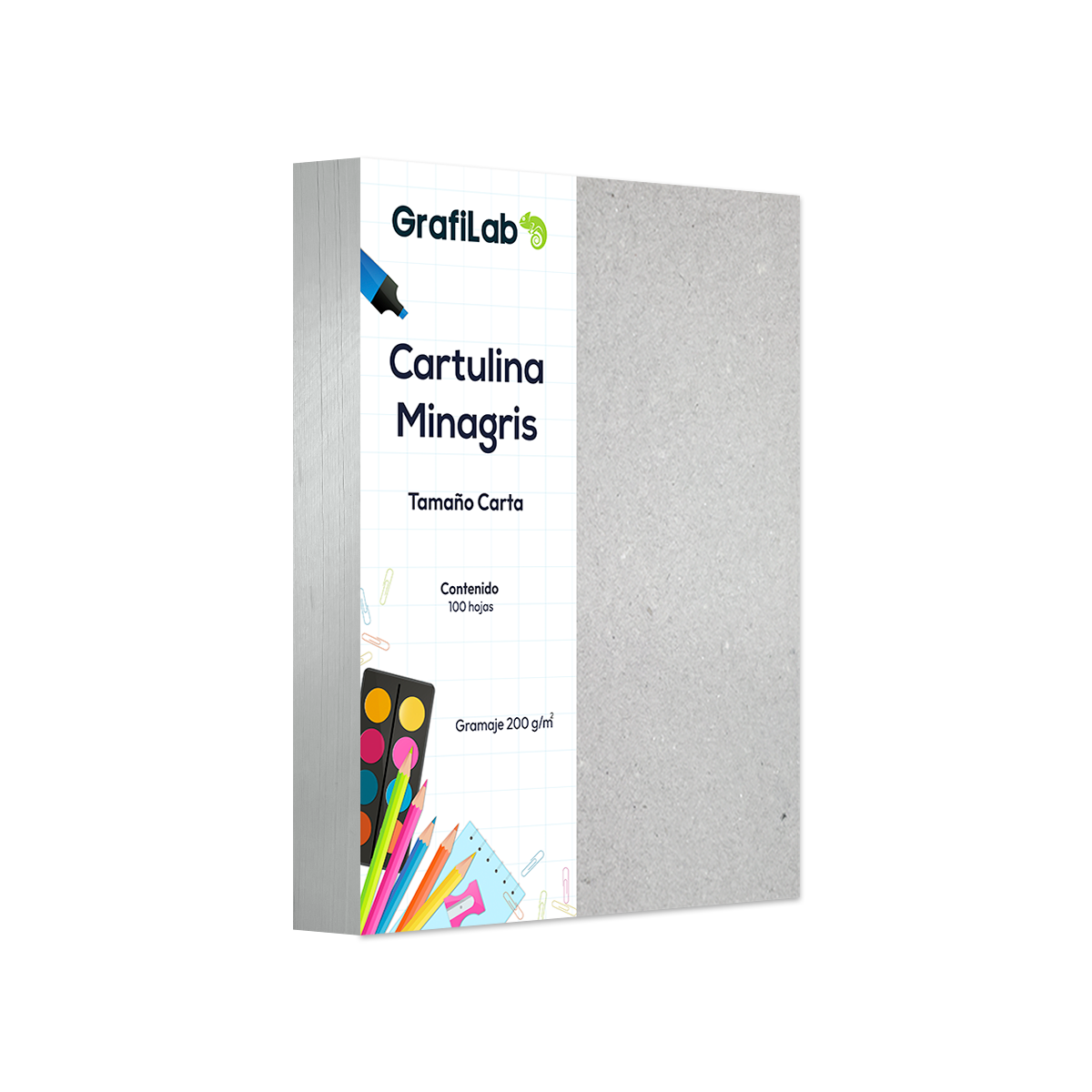 Paquete Minagris 100 Hojas Paquete Cartulina Minagris 100 Hojas